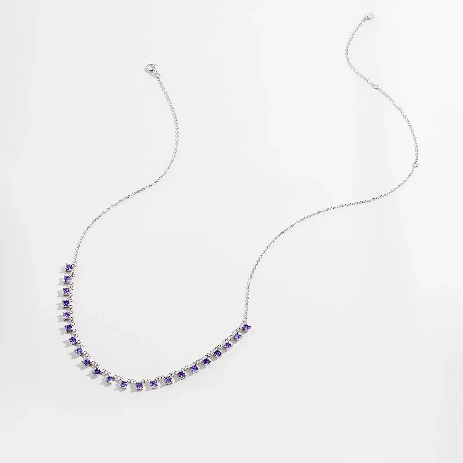 ANDYWEN 925 сребърно чокър колие с кръгъл циркон и регулируема верижка