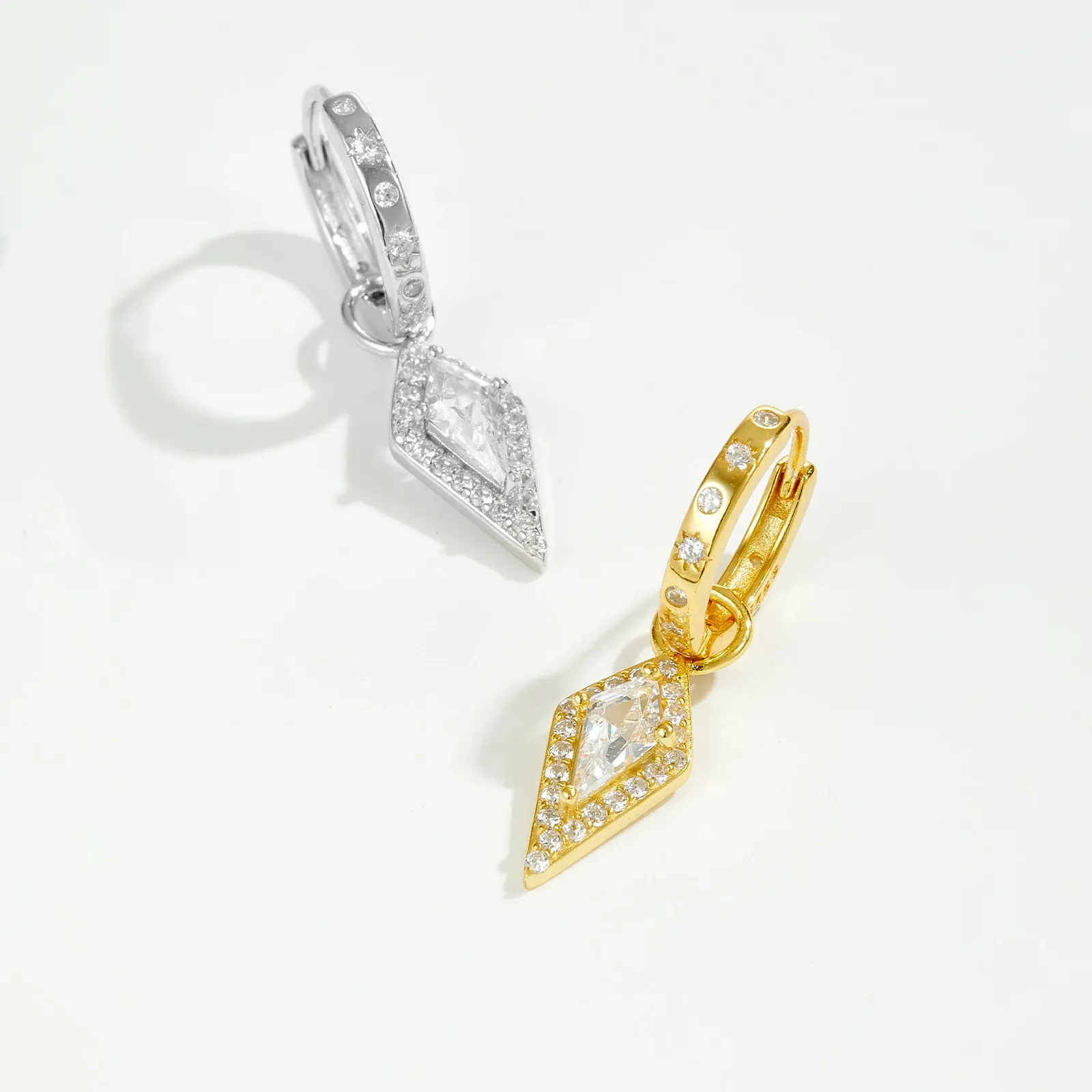 ANDYWEN геометрични висящи обеци от 925 сребро с циркон