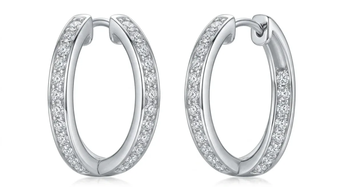 Сребърни халки с моисанит отпред