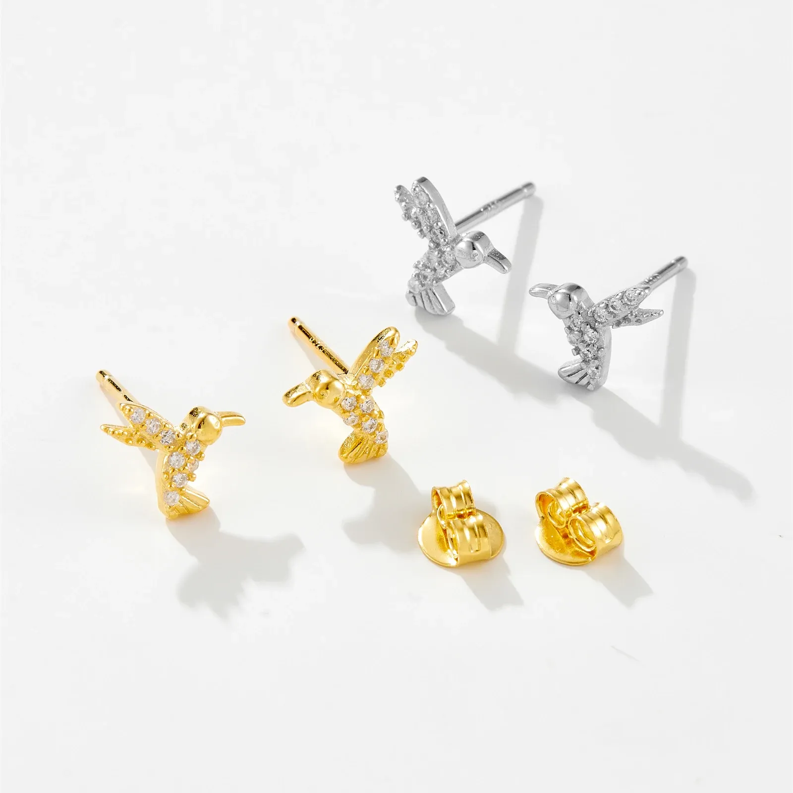 ANDYWEN 925 сребърни обеци тип пъпка с водна капка и циркон