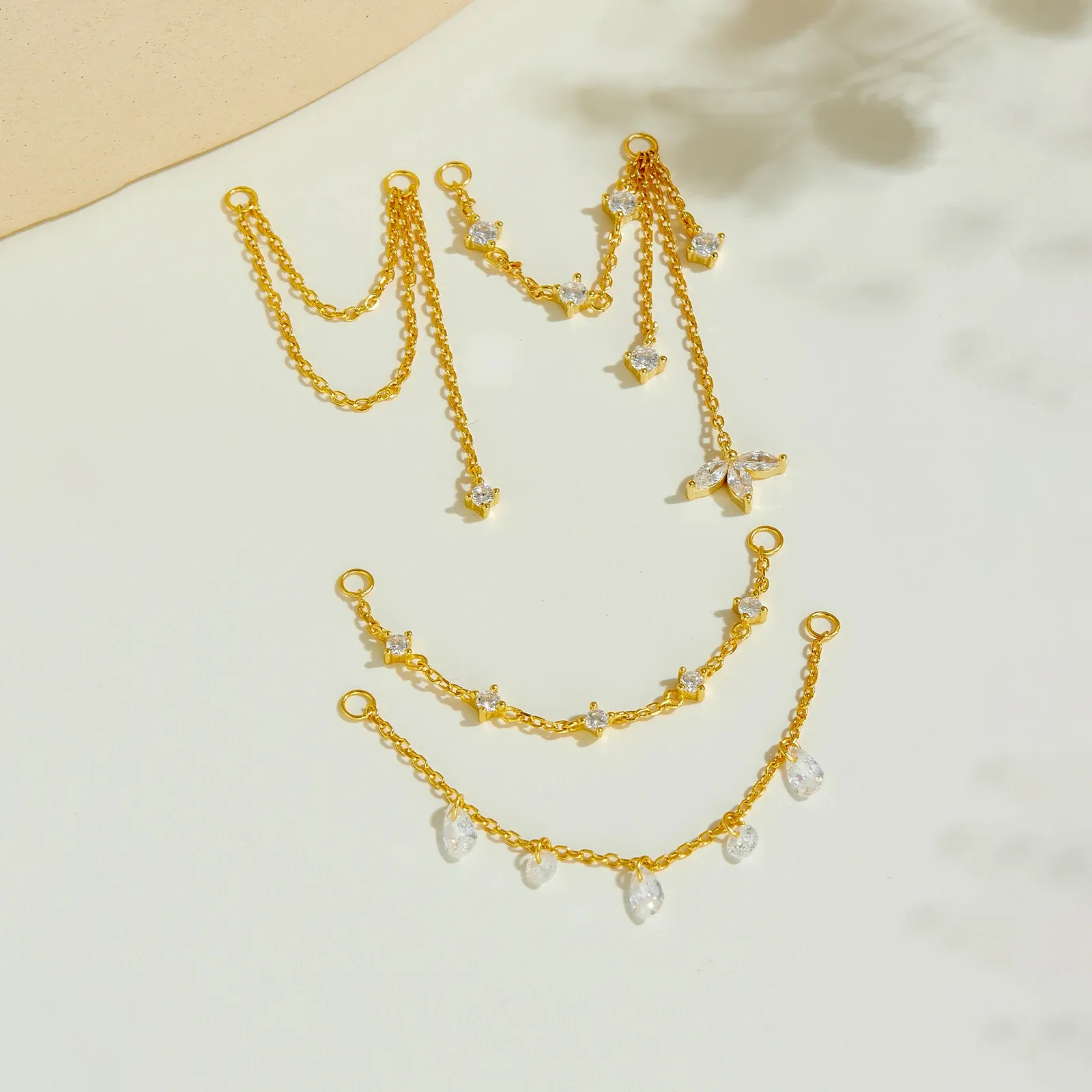 ANDYWEN 925 сребърни дълги обеци с CZ и геометричен силует