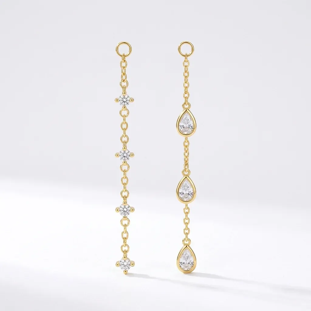 Златисти дълги обеци с циркони