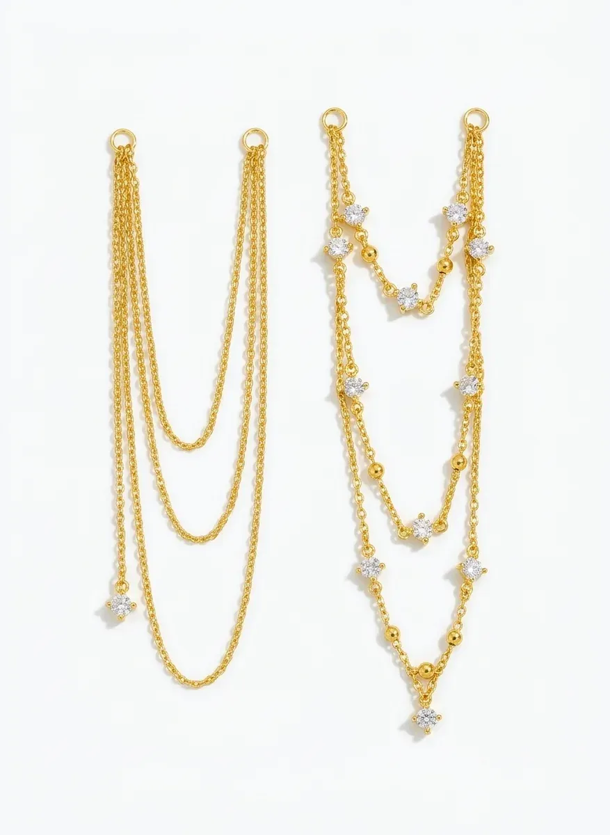 Дълги златисти обеци с циркони