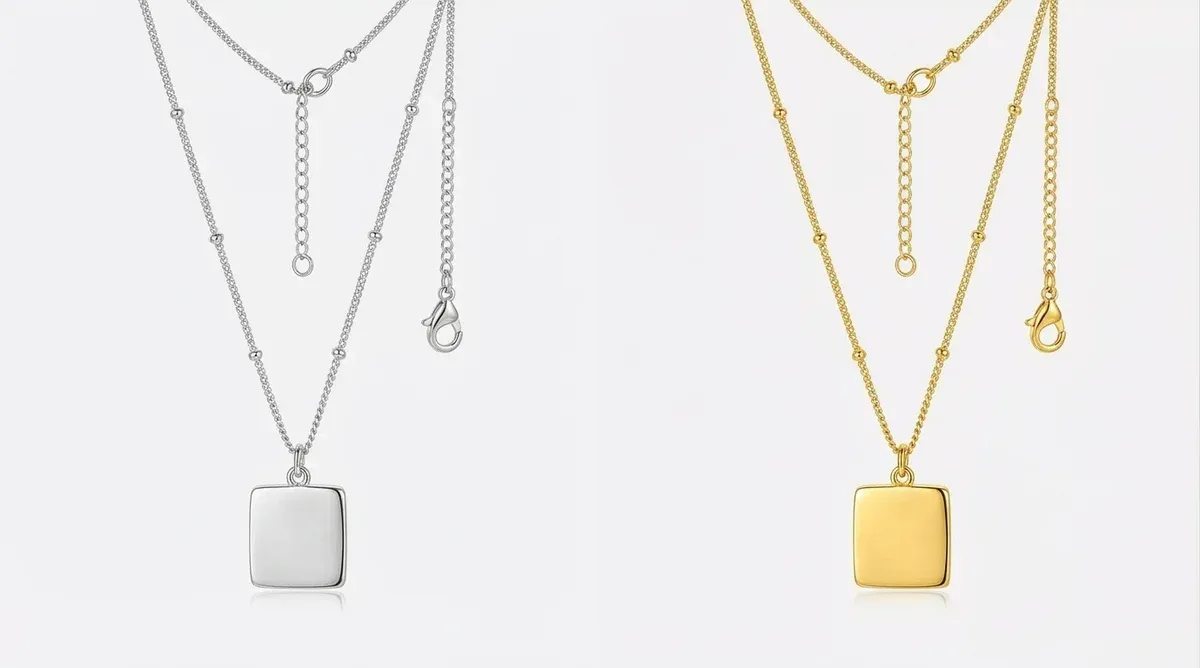 Сребърни колиета с квадратен медальон