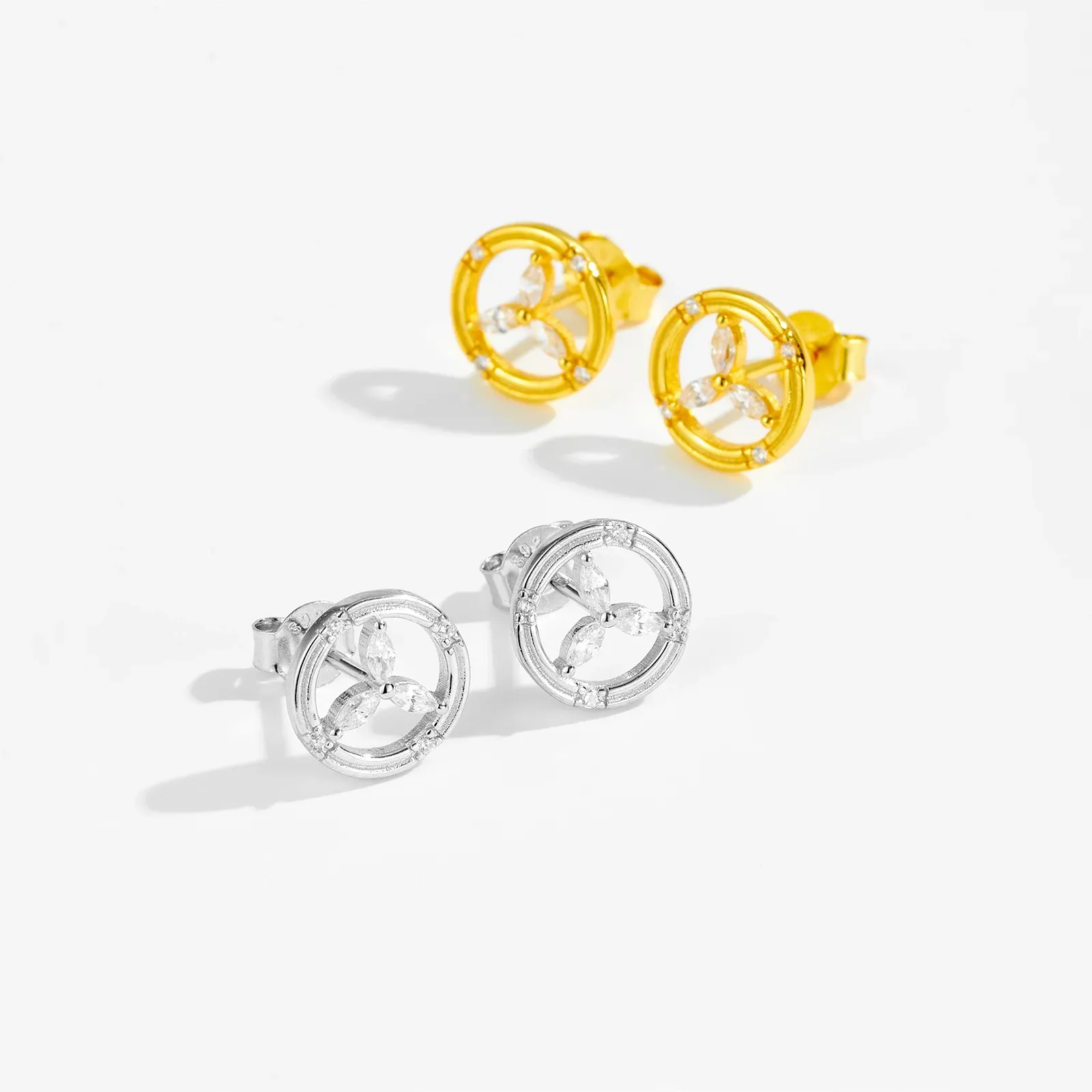 Фини кръгли обеци от 925 сребро с цирконий ANDYWEN