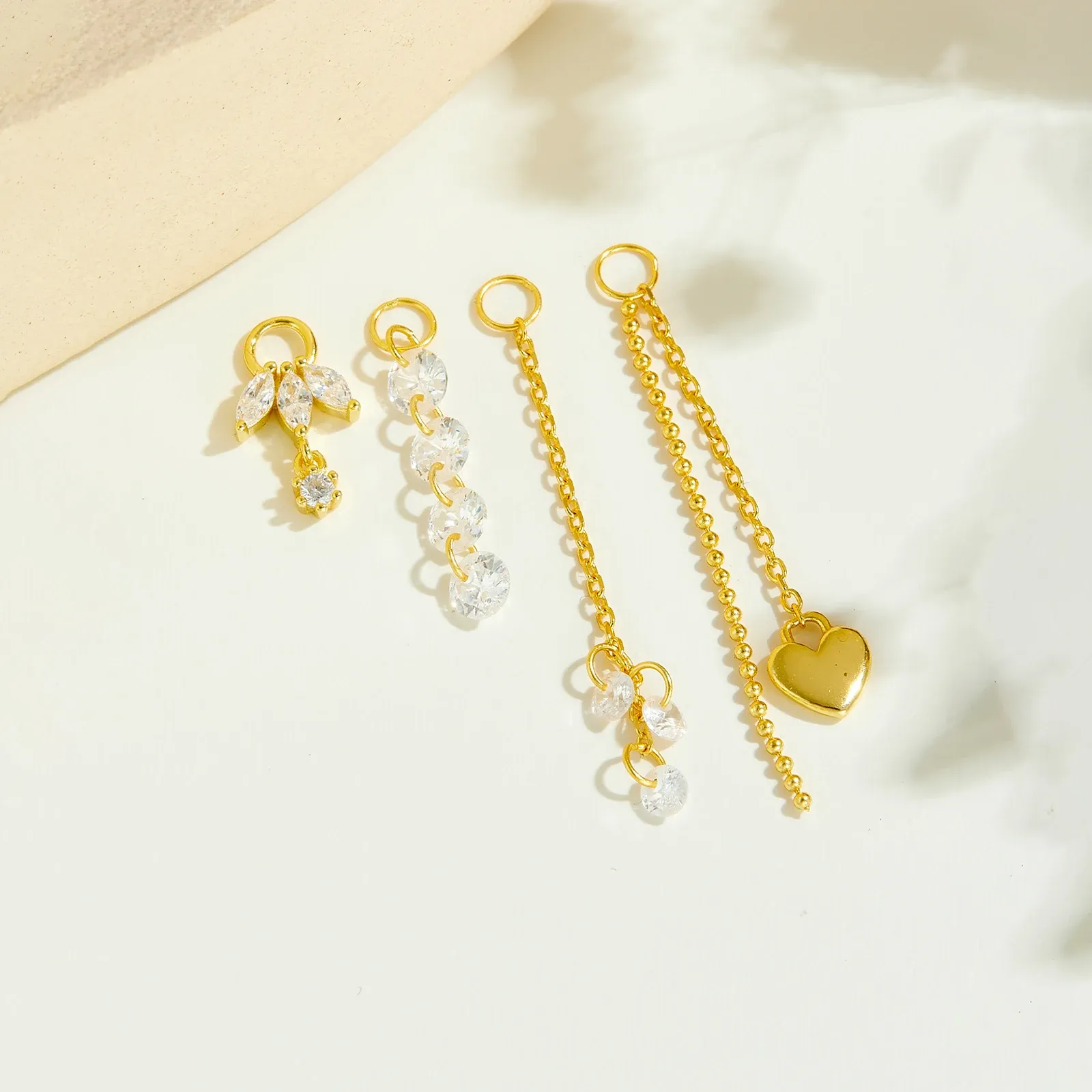 ANDYWEN 925 сребърни капковидни обеци със сърце и циркон