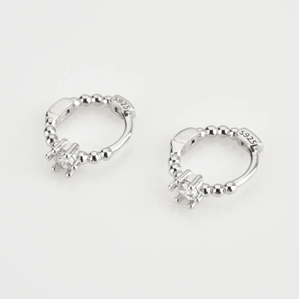 ANDYWEN 925 златисти хъги обеци с 7 мм циркон