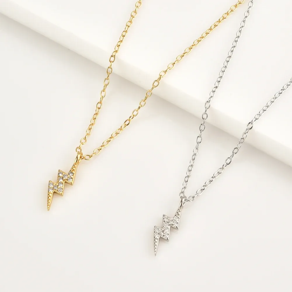 ANDYWEN 925 сребърно колие с фина верижка и цирконов акцент