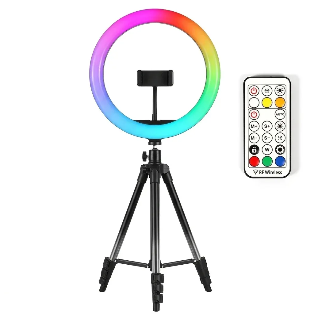 תאורת רינג RGB עם חצובה ושלט