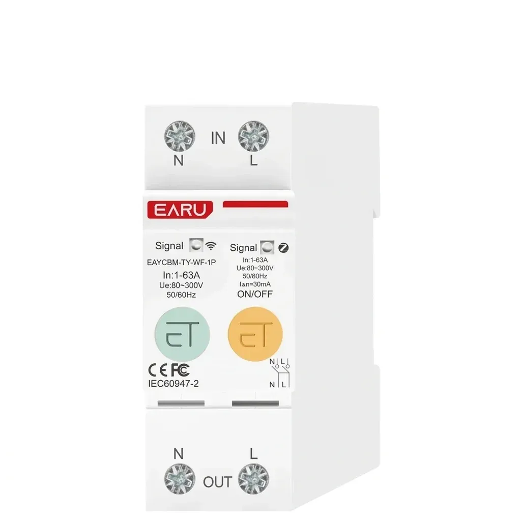 Смарт автоматичен прекъсвач Tuya 63A бял
