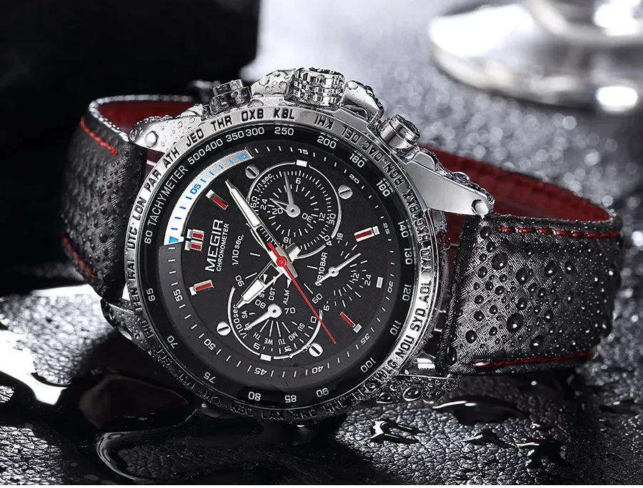 Мъжки кварцов часовник MEGIR MS1010 с мрежеста верижка и декоративен хронограф