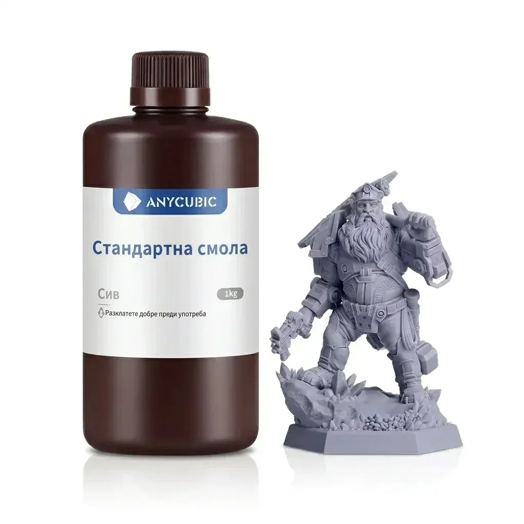 Смола ANYCUBIC и сива фигурка