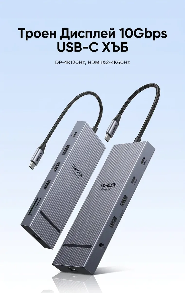 UGREEN USB-C докинг станция с 12 порта