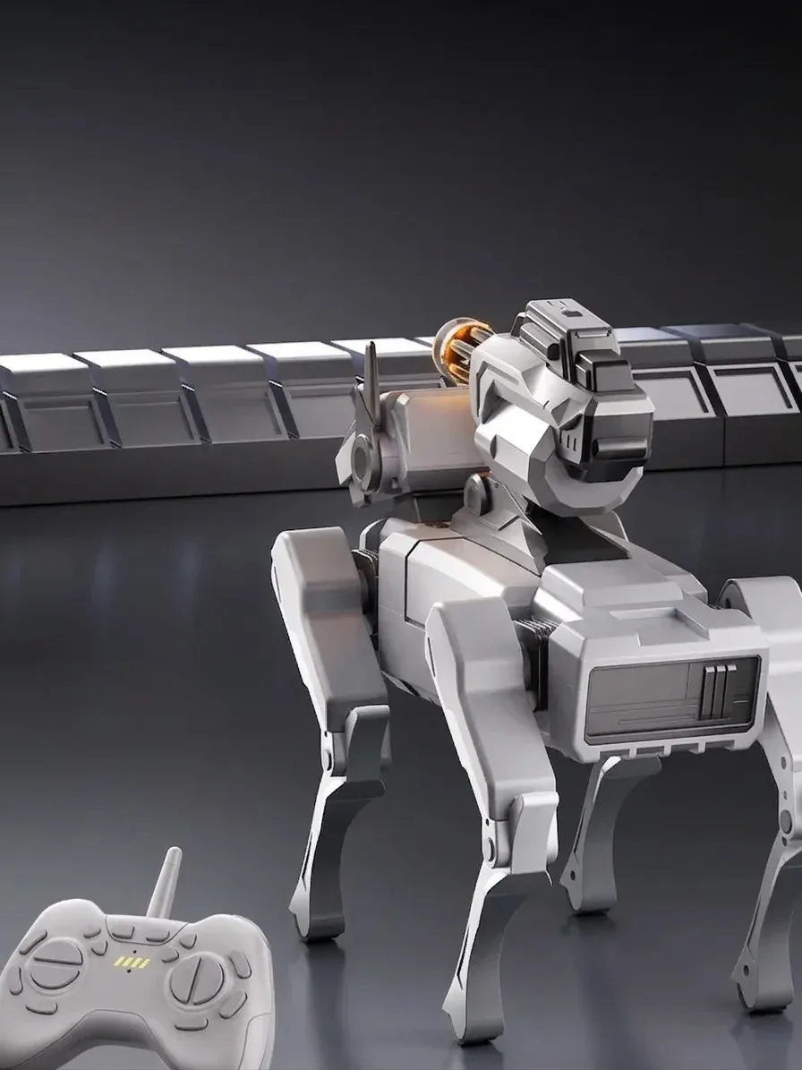 Робот куче с дистанционно на бял фон