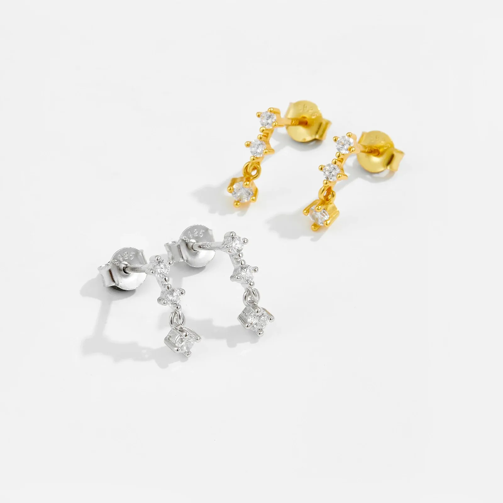 Фини капковидни обеци от 925 сребро с позлата и CZ