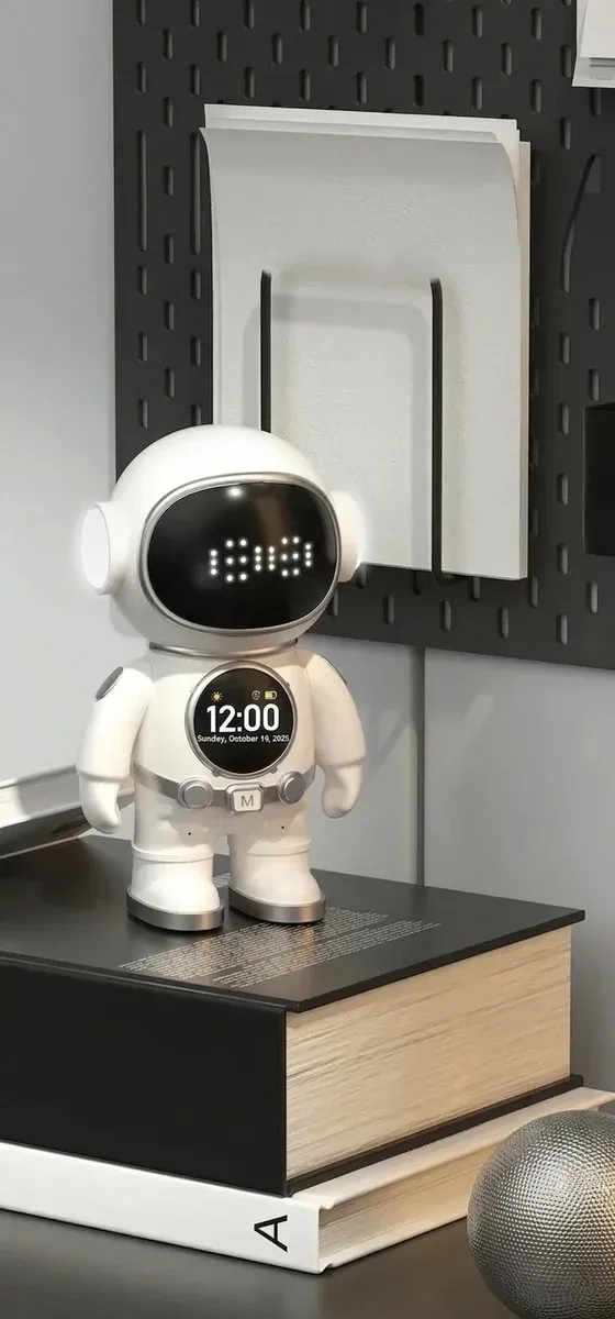 Интелигентен бял настолен робот високоговорител