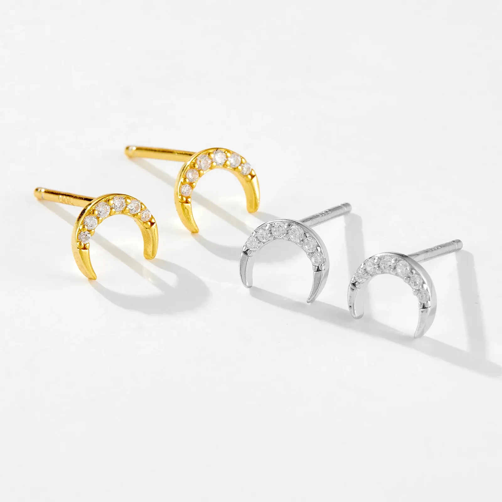 Фини звездни обеци от 925 сребро с позлата и винтов гръб ANDYWEN