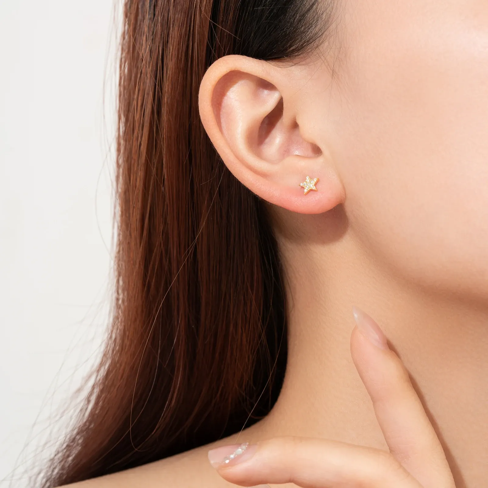 Фини звездни обеци от 925 сребро с позлата и винтов гръб ANDYWEN