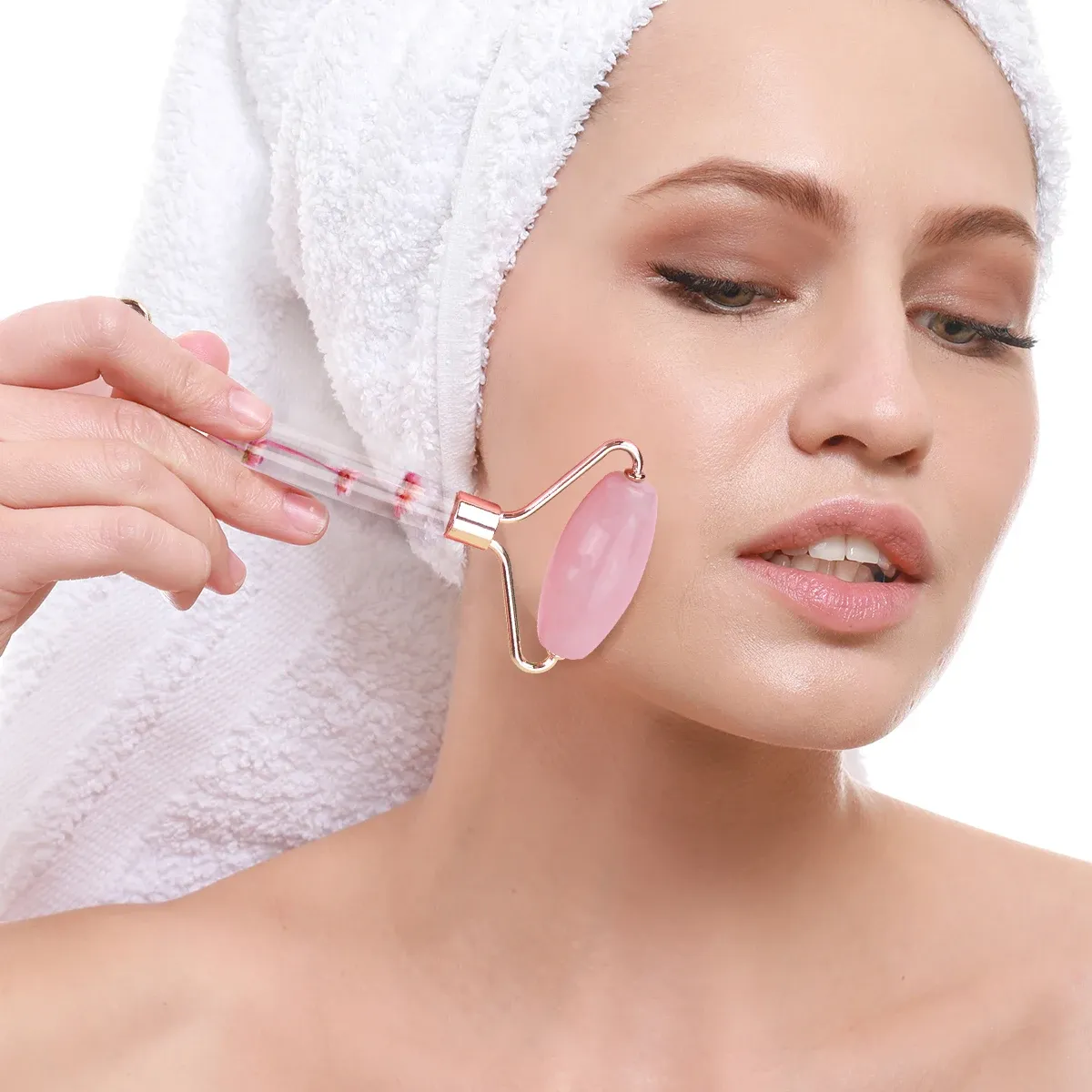 Натурален нефритен ролер за лице с двоен валяк