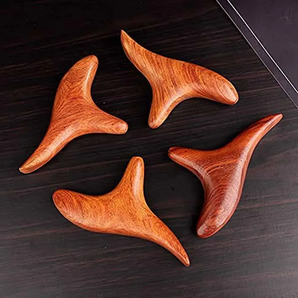 Дървен триъгълен масажор за лимфен дренаж и точки на напрежение