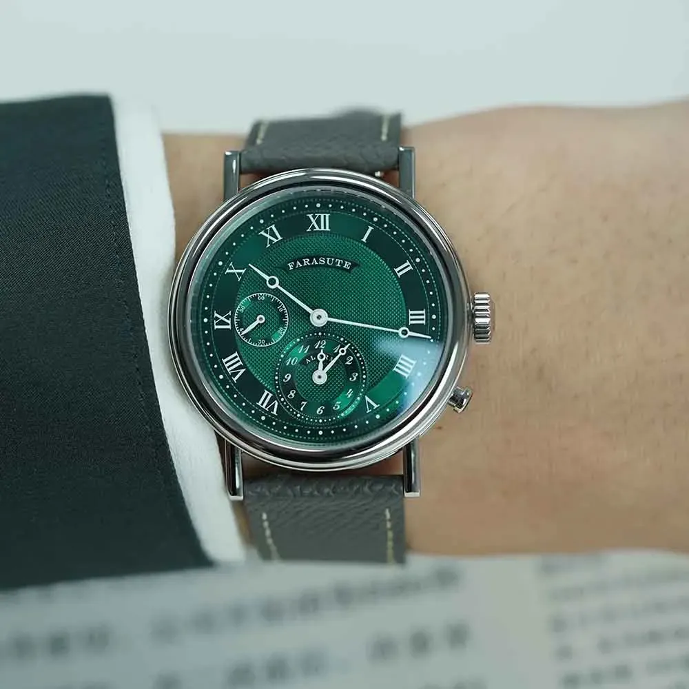FARASUTE ретро мъжки кварцов часовник с аларма и сапфирено стъкло