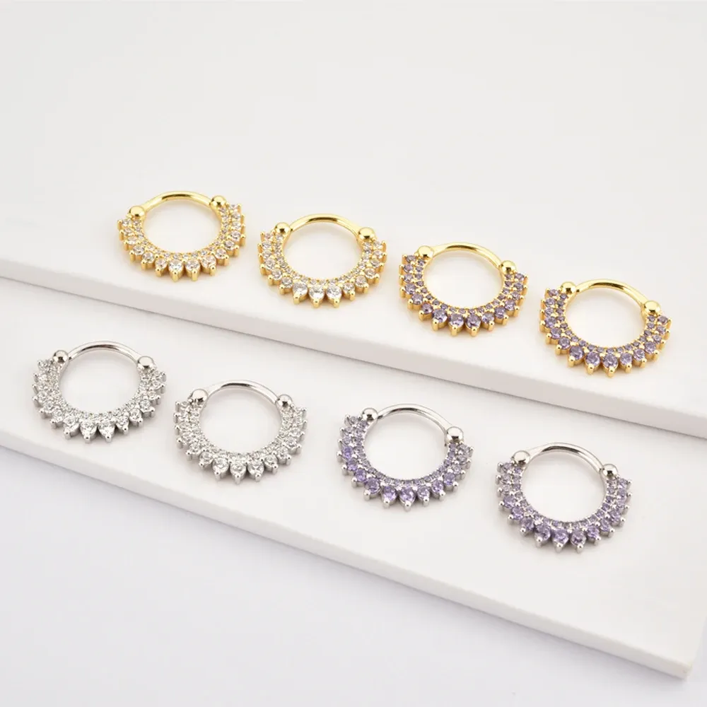 Златисти халки от 925 сребро с прозрачен циркон