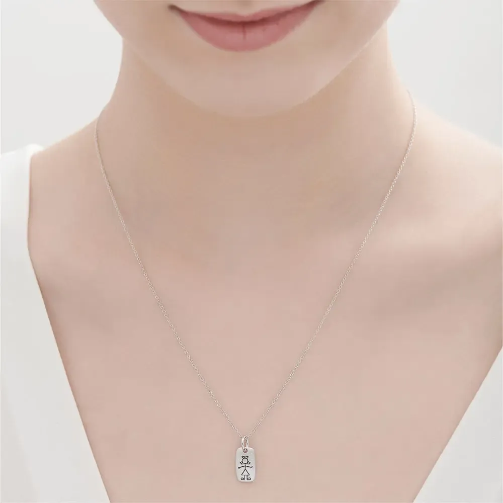 Фино сребърно колие с квадратен циркон и регулируема верижка