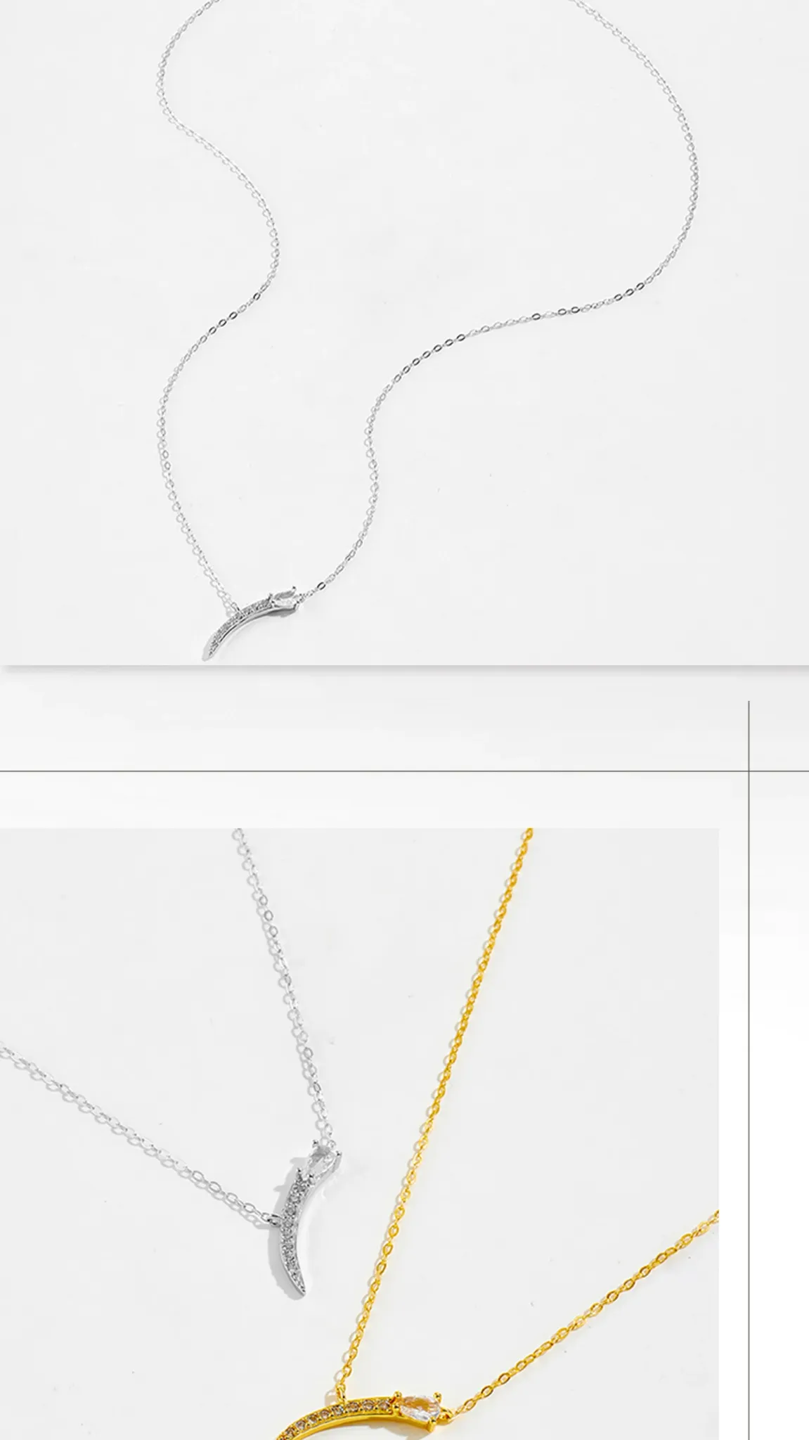 Сребърно колие с капковиден циркон и удължена верижка