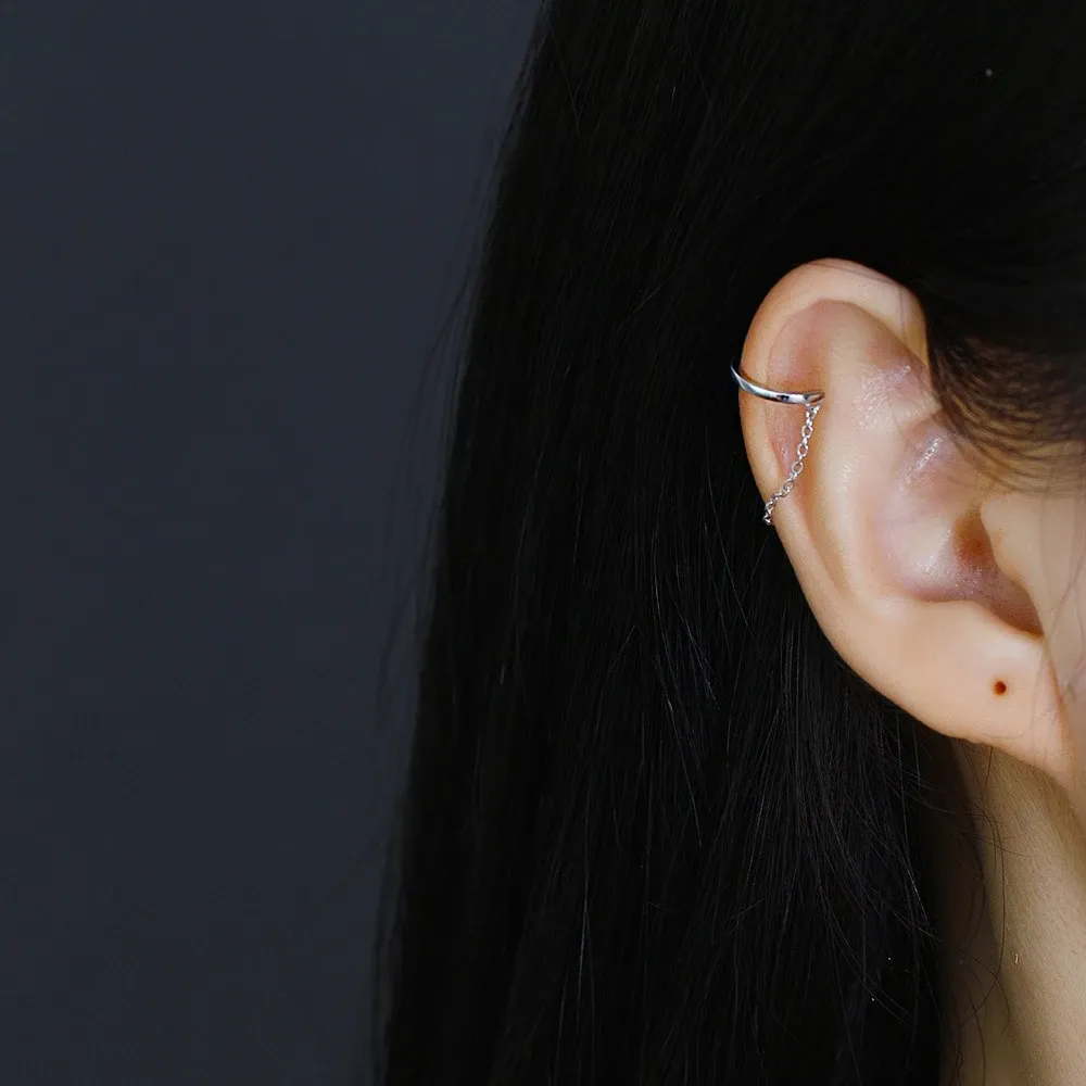 Фина регулируема Ear Cuff обеца от 925 сребро със златист акцент и CZ