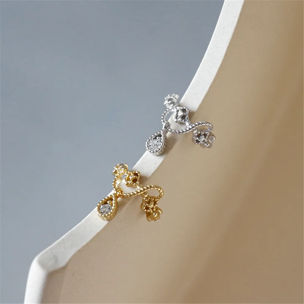 ANDYWEN 925 сребърен ear cuff с циркон и клип механизъм