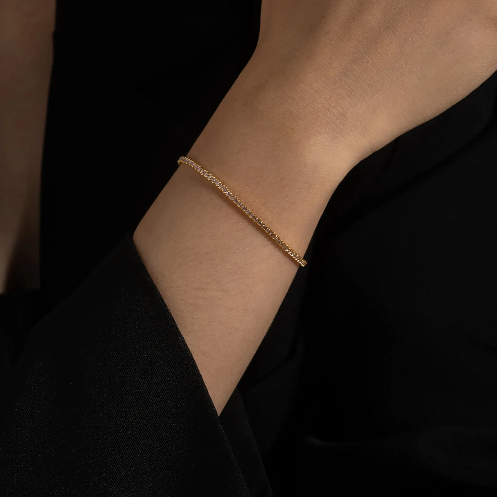 ANDYWEN 925 сребърна гривна с кръст и цирконий