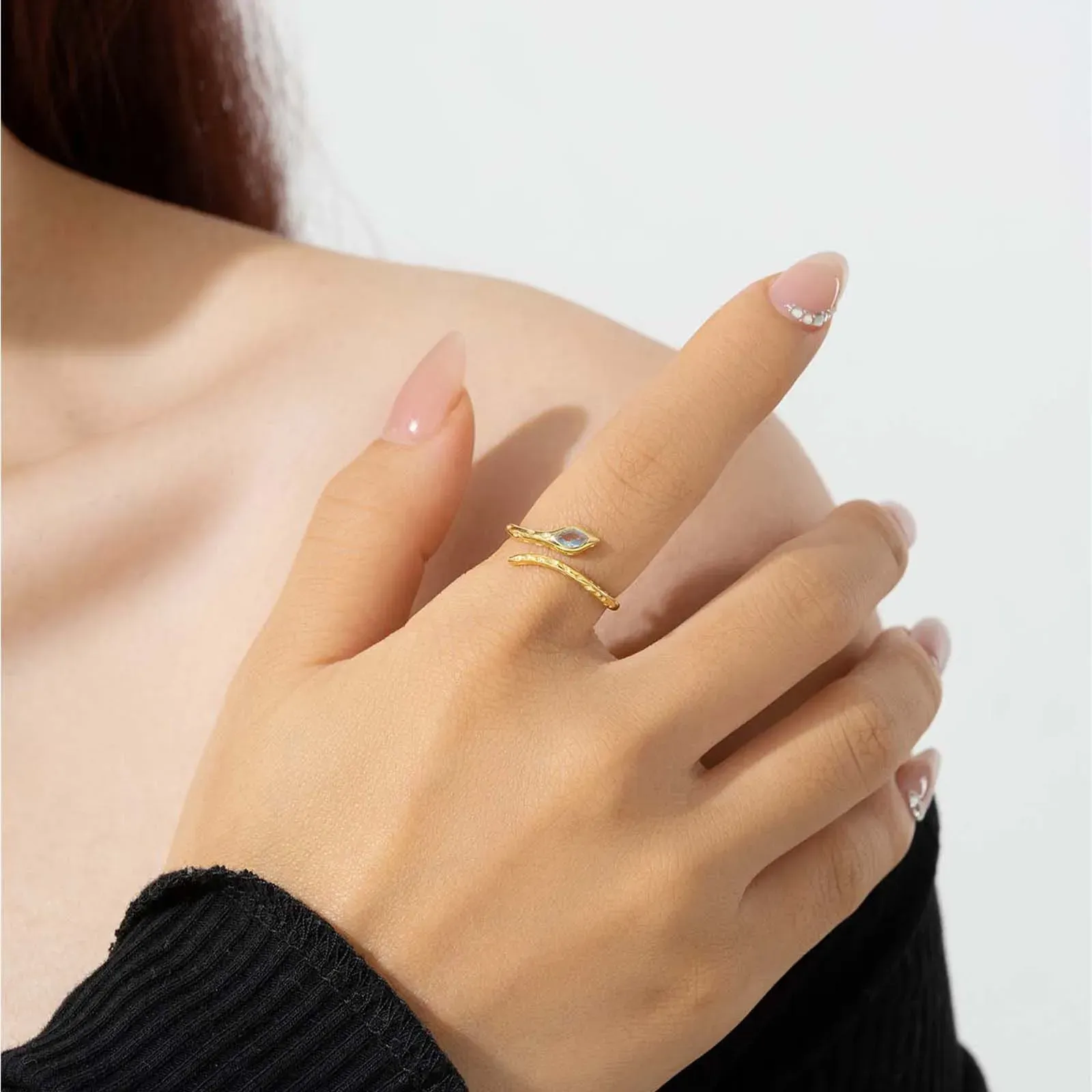 Елегантен регулируем пръстен от 925 сребро с маркезов циркон ANDYWEN