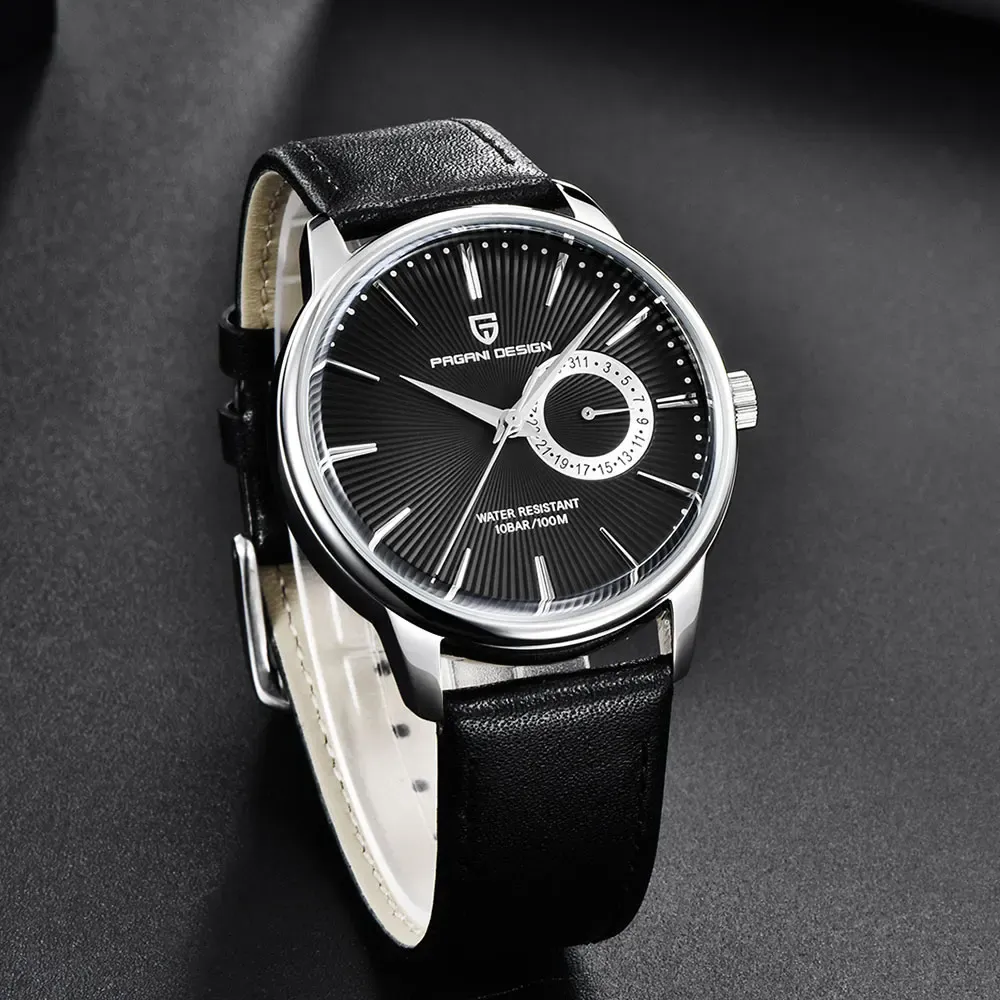 PAGANI DESIGN PD-1654 мъжки кварцов часовник със сапфир и кожа