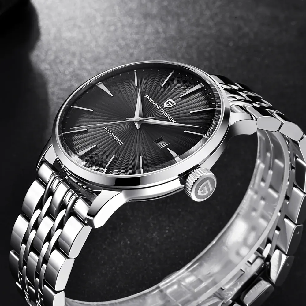 PAGANI DESIGN PD2770 механичен мъжки часовник със стоманена верижка и календар