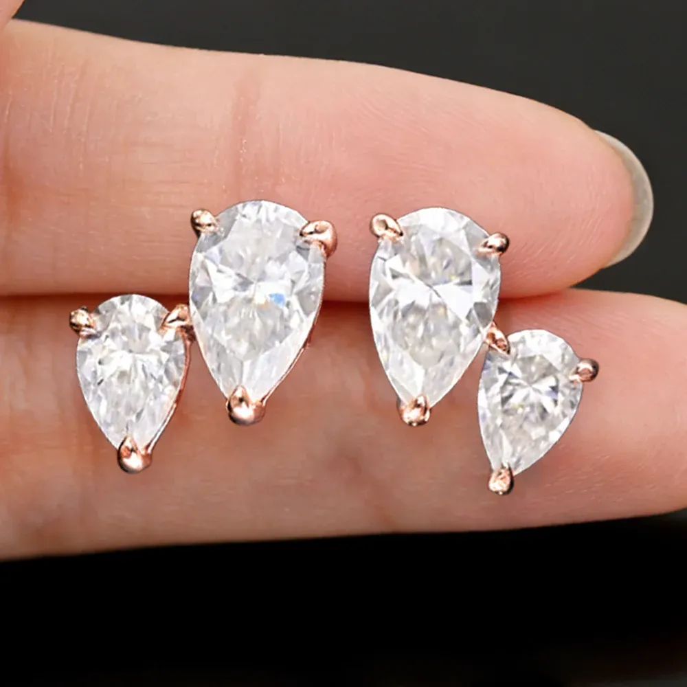 Сребърни обеци с капковиден моисанит 3 ct Oevas