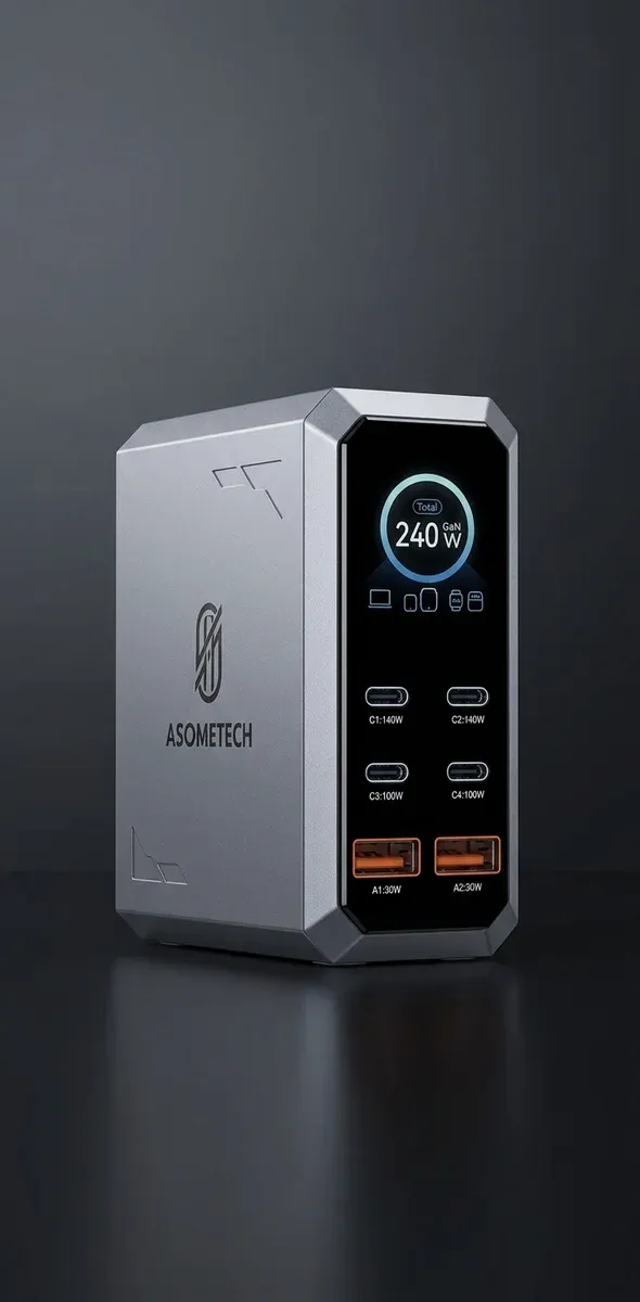 240W GaN зарядна станция с 6 порта