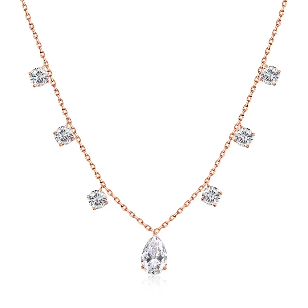 Дамско колие с моисанит капка и 925 сребро Oevas