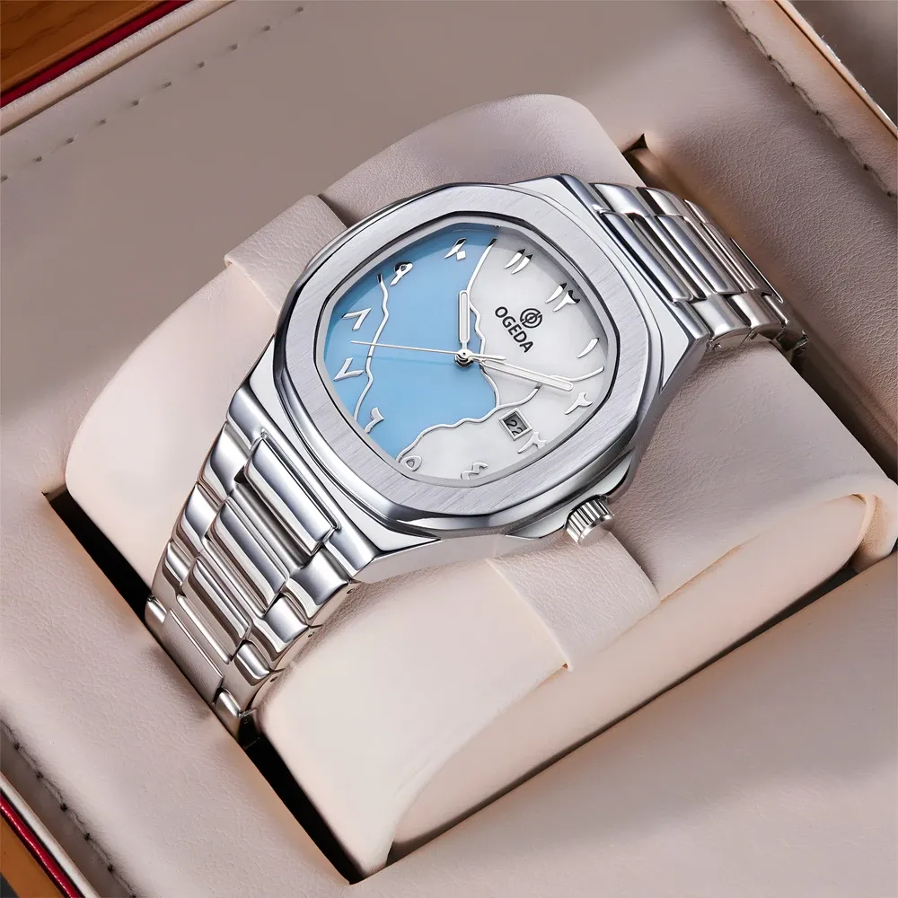 Мъжки кварцов часовник AP OGEDA OG6002 с 40 мм корпус и стоманена верижка