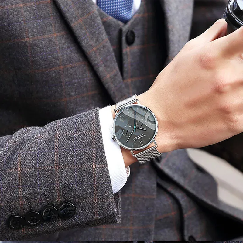 Мъжки стоманен кварцов часовник PAGANI DESIGN с календар и луминесцентни стрелки