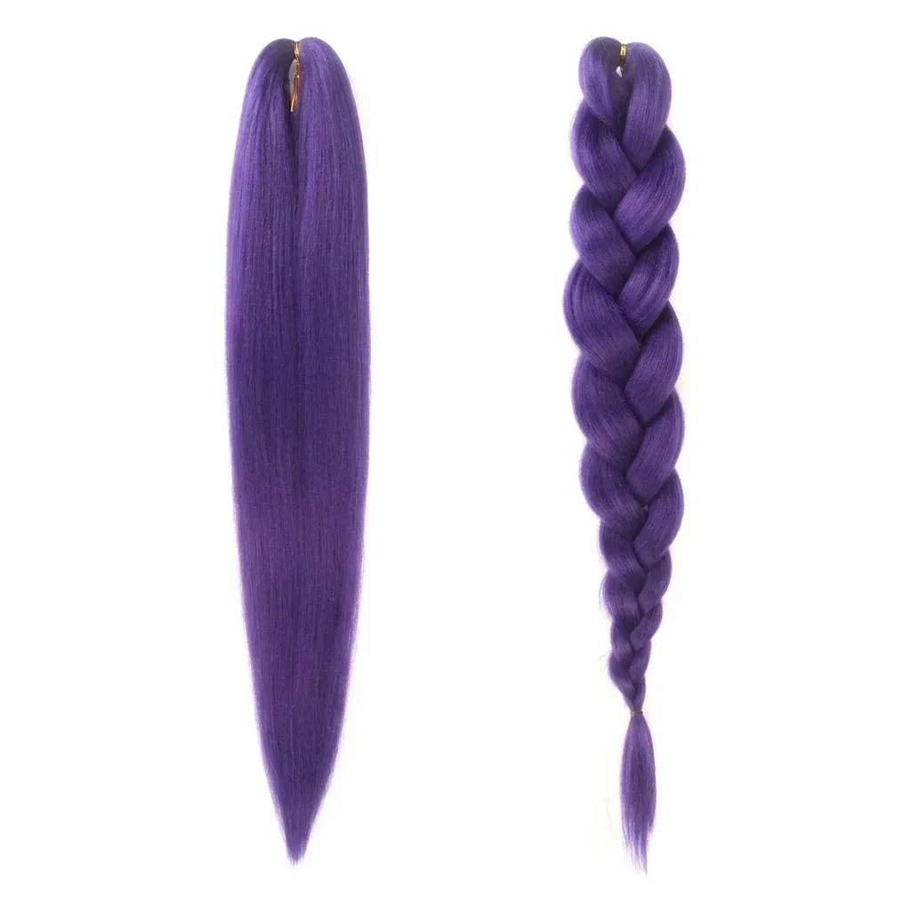 Лилави синтетични плитъчни кичури, 2 пакета