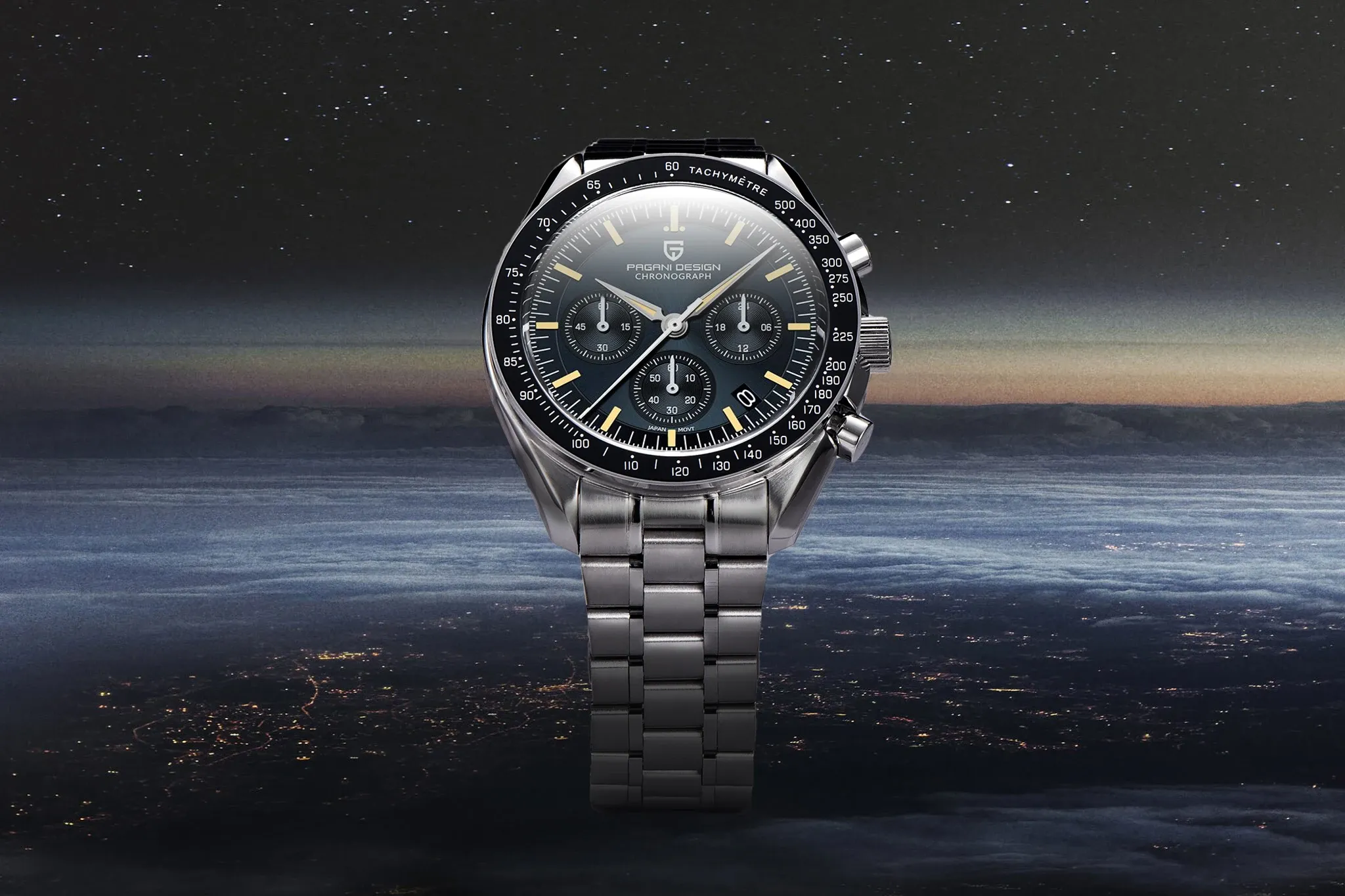PAGANI DESIGN ретро хронограф с сапфирено стъкло и стомана