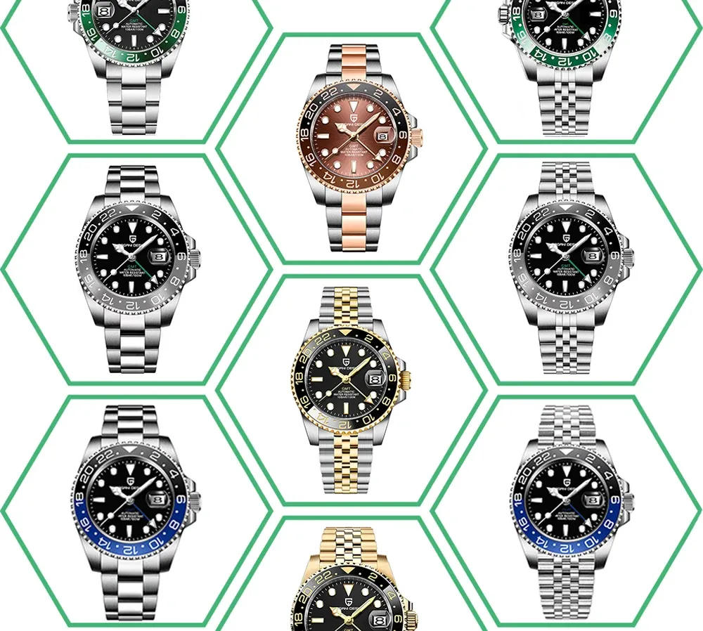 PAGANI DESIGN GMT автоматичен часовник с сапфир и стомана 40 мм