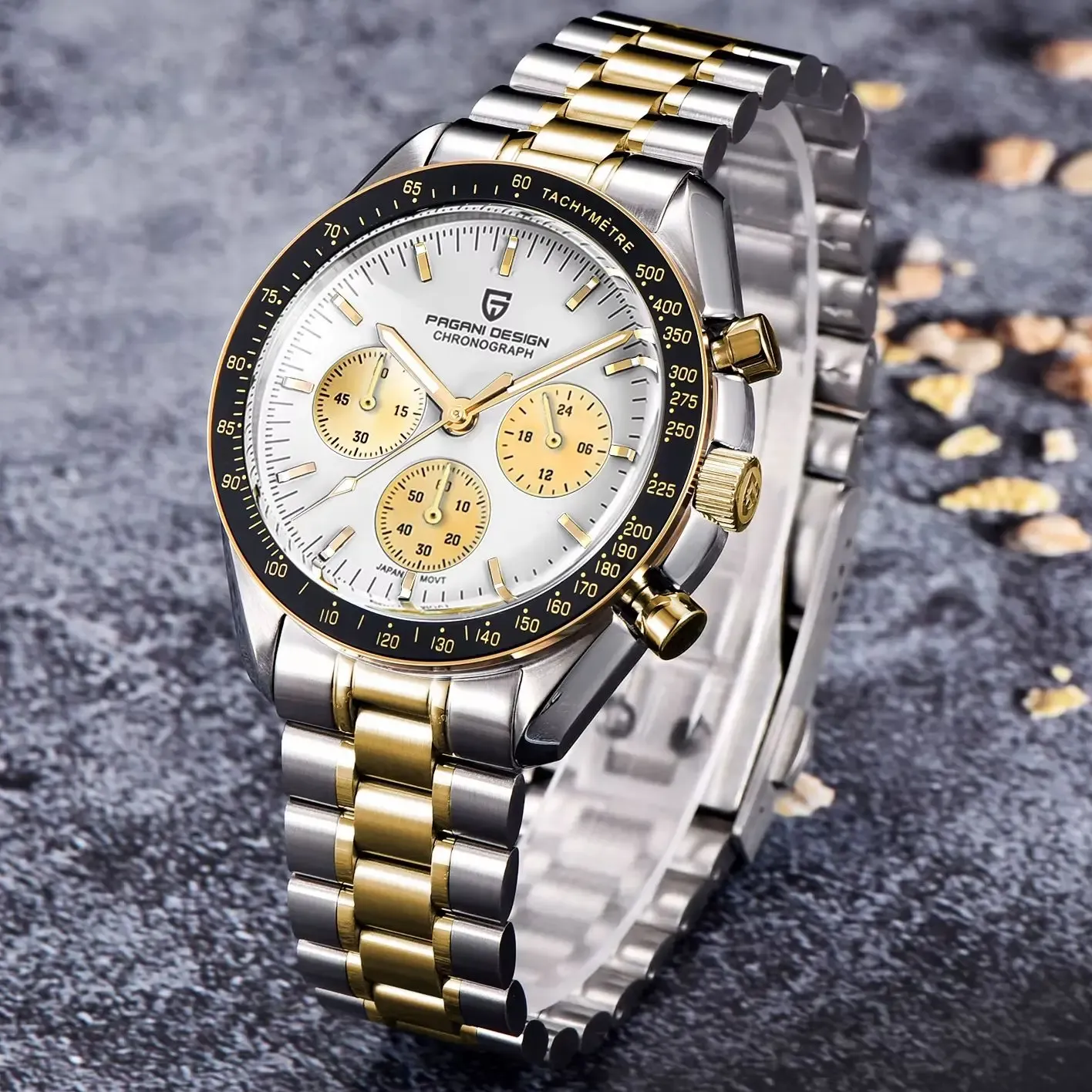 PAGANI DESIGN Moonwatch кварцов хронограф със сапфир и стомана