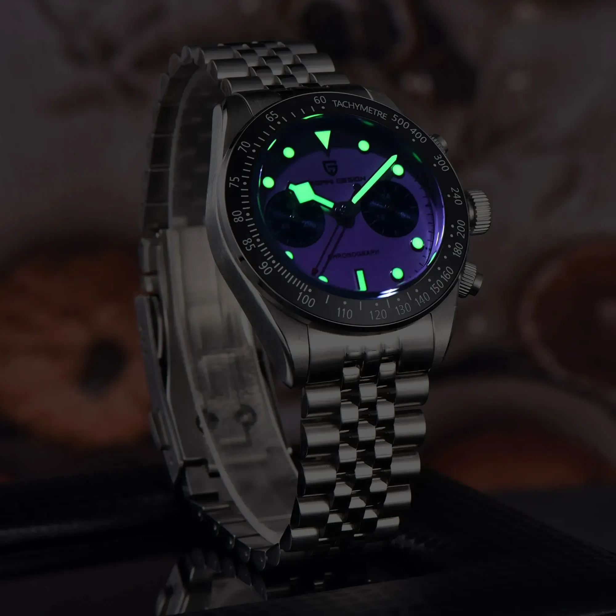 PAGANI DESIGN BB Panda кварцов хронограф със стоманена верижка и сапфирено стъкло