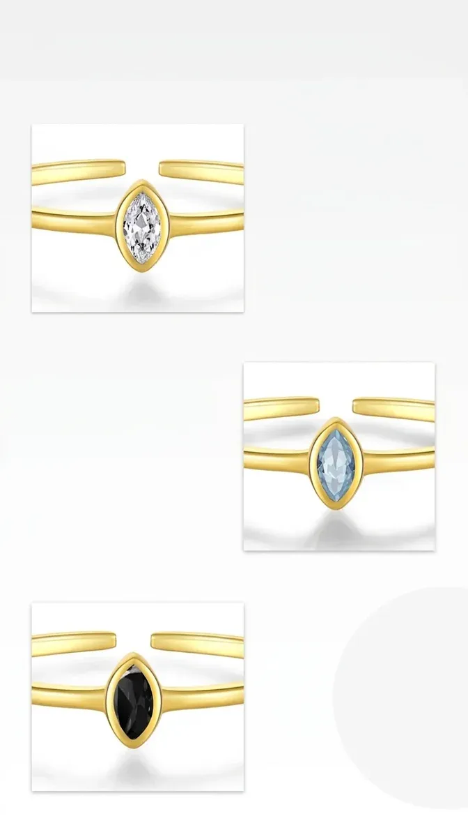 Регулируем златист пръстен с овални циркони