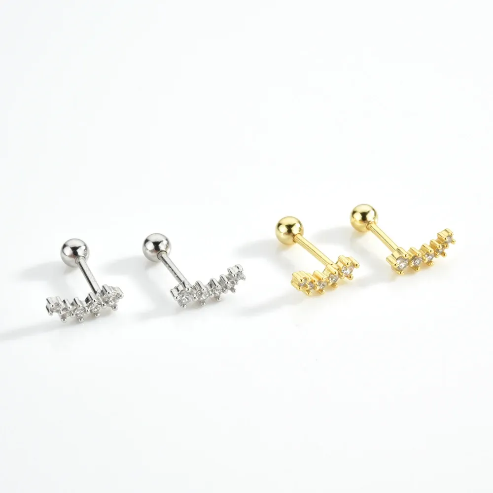 Елегантни капковидни пъпки от 925 сребро с позлатен акцент и прозрачен циркон