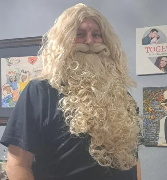 Синтетичен комплект брада и перука за Коледен Дядо Коледа