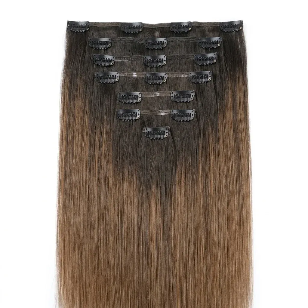 7-частов комплект клипс-удължения от истинска коса