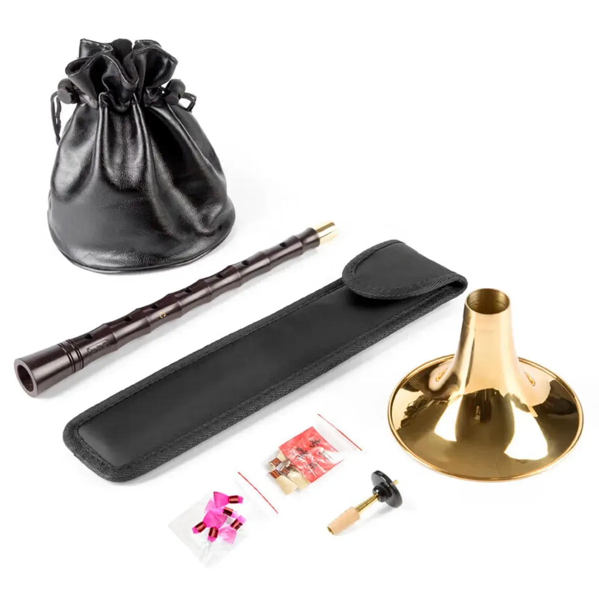 Дървен суона рог в тоналност ре с пълен комплект за обучение и сцена