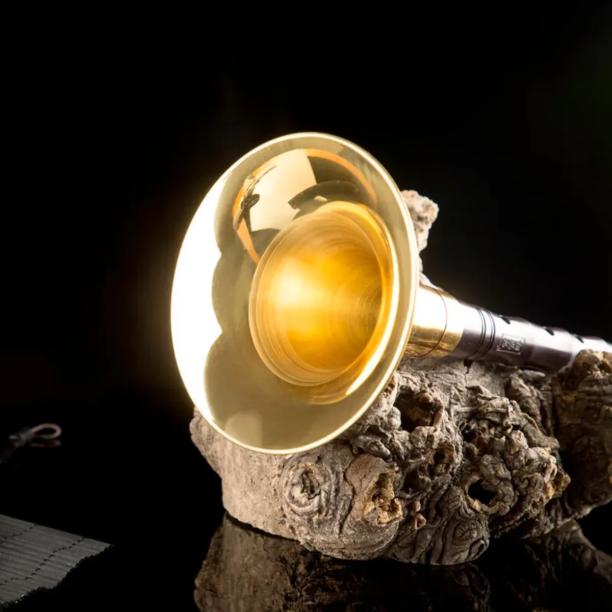 Дървен суона рог в тоналност ре с пълен комплект за обучение и сцена